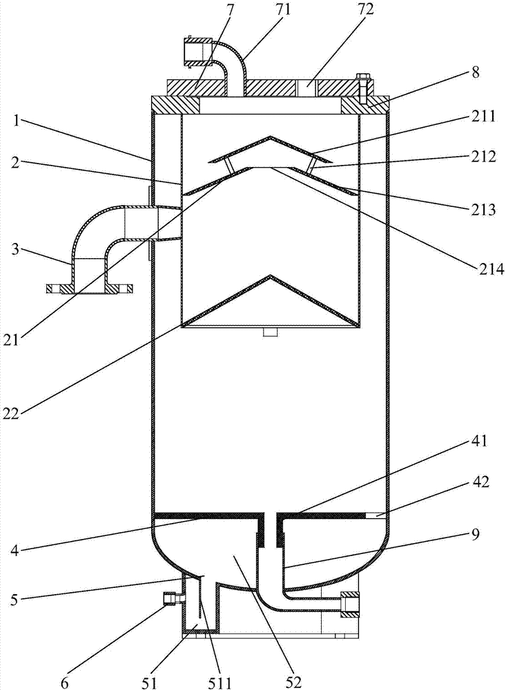 Vertical pressure vessel tank applied to oil-gas separation