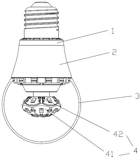 Large-luminosity-angle spherical bulb with diamond light-emitting surfaces