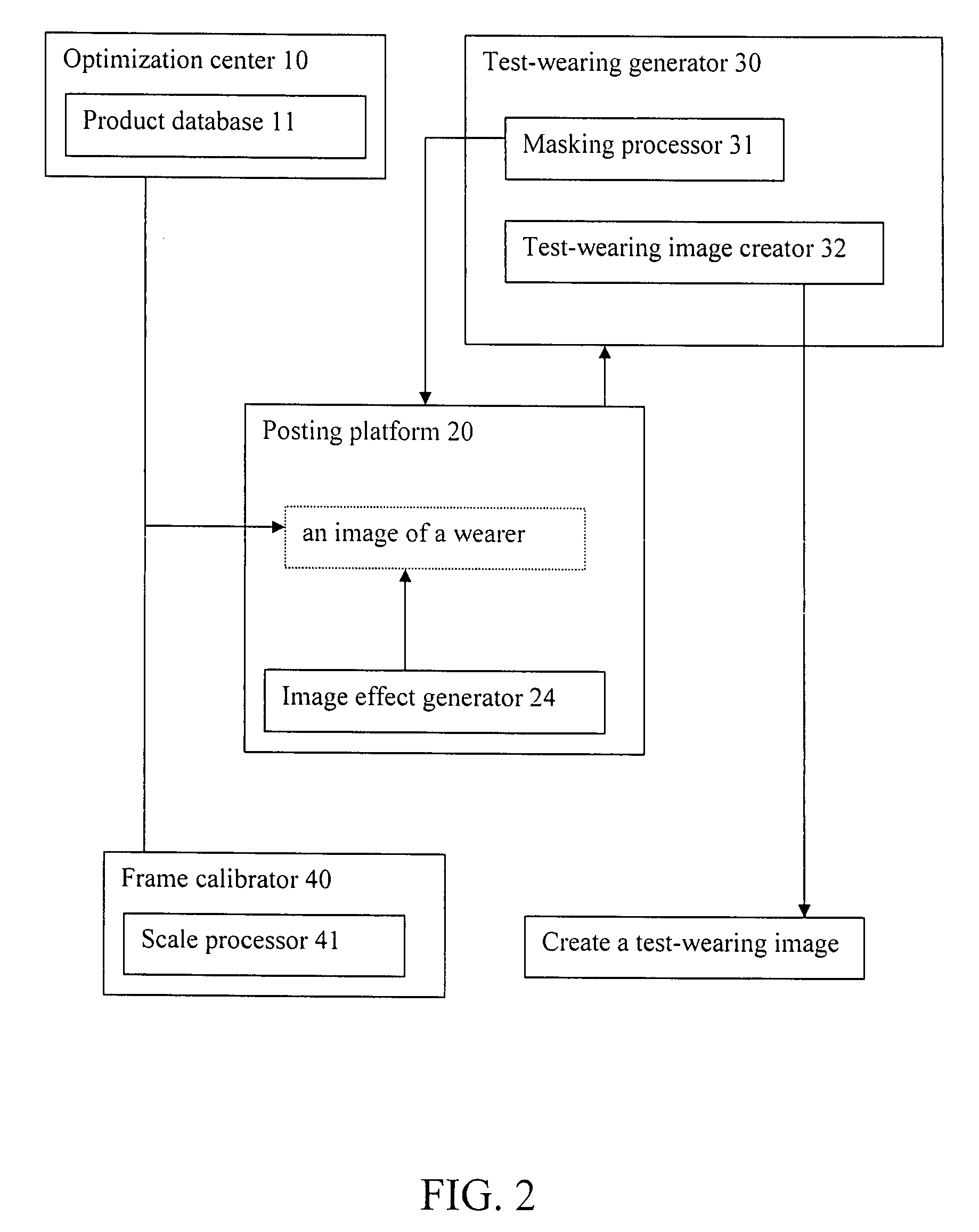 Test-wearing image producing method for personal products