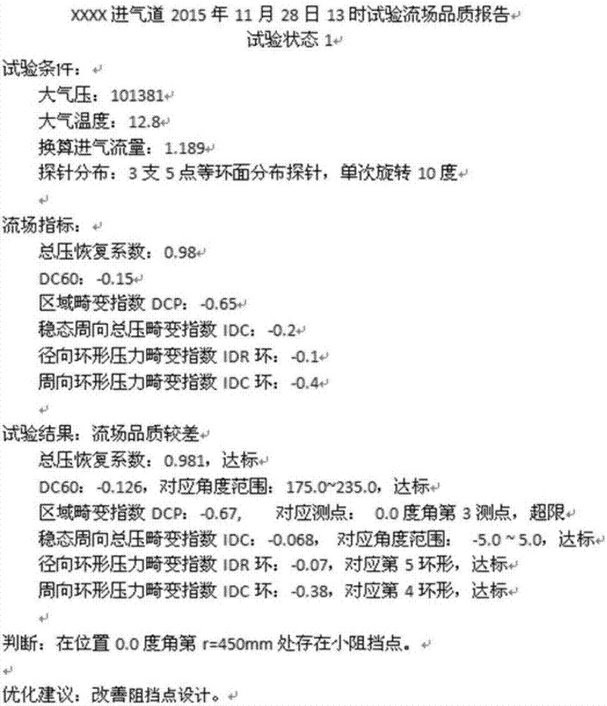 Engine air intake pressure field quality automatic judgment method and device