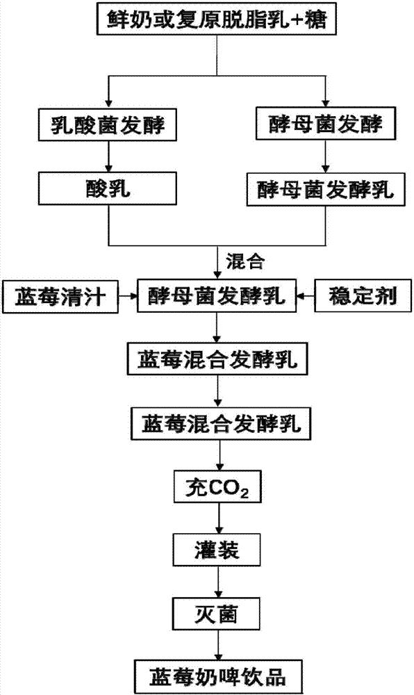 Blueberry milk-beer drink and production method thereof