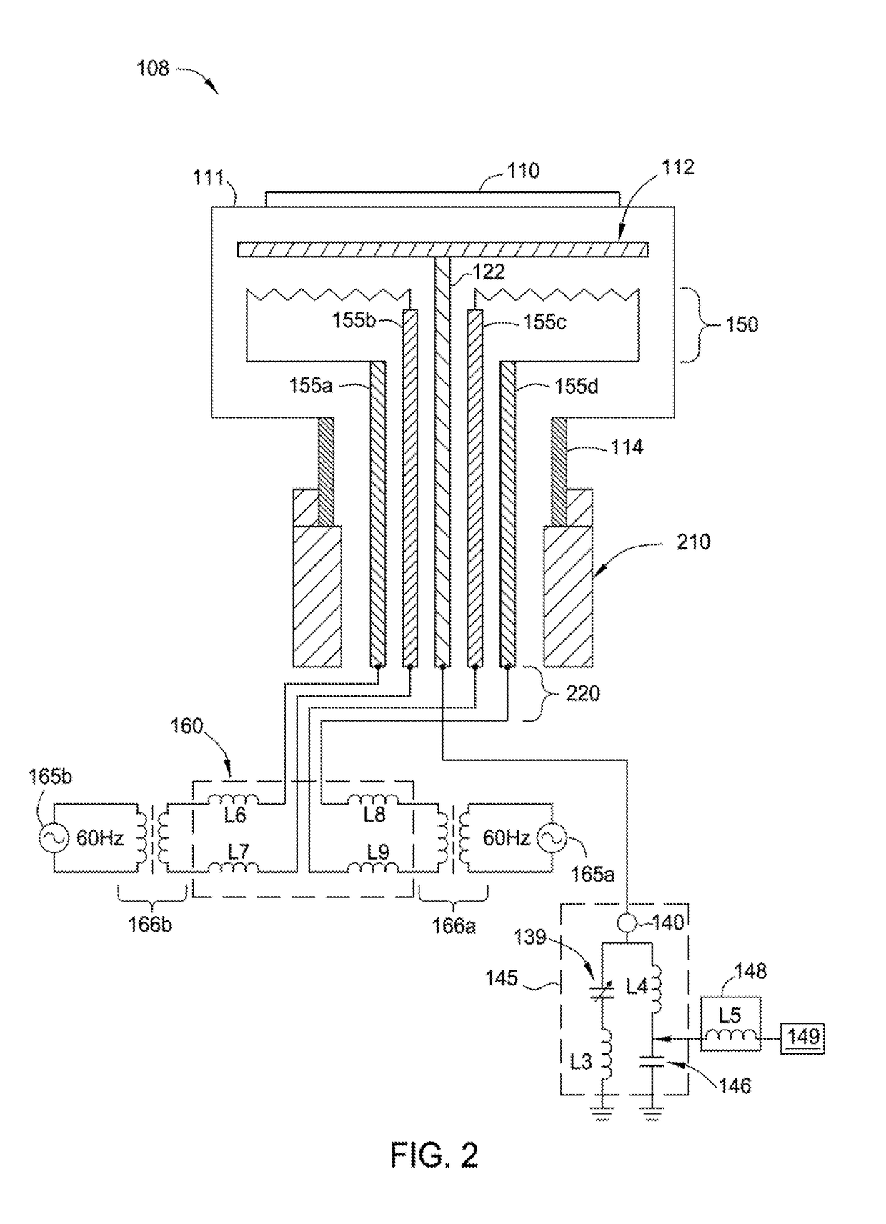 Method and apparatus of achieving high input impedance without using ferrite materials for RF filter applications in plasma chambers