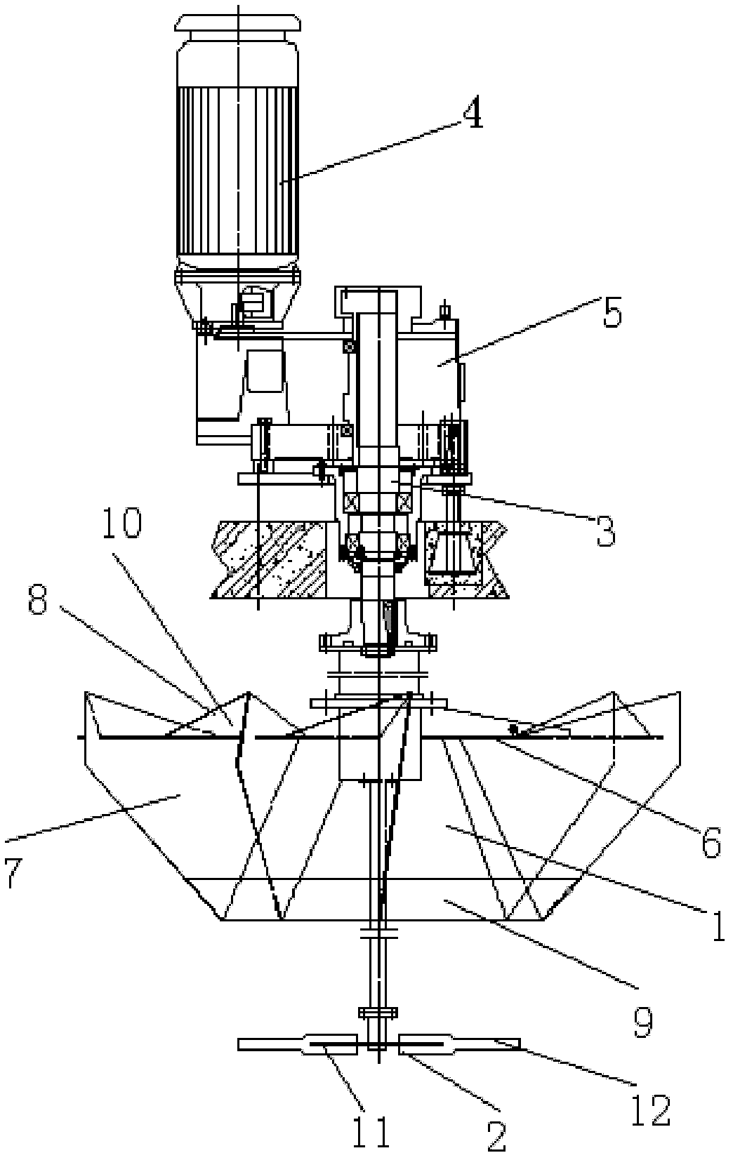 Deep-water type down-umbrella aerator impeller