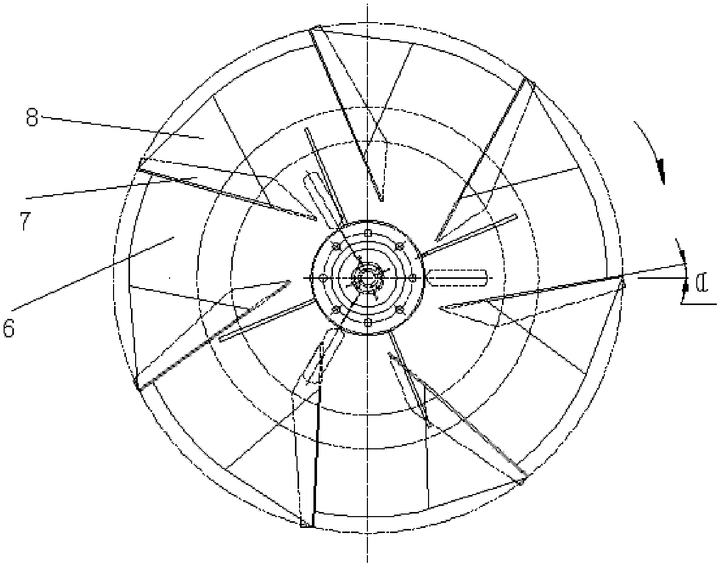 Deep-water type down-umbrella aerator impeller