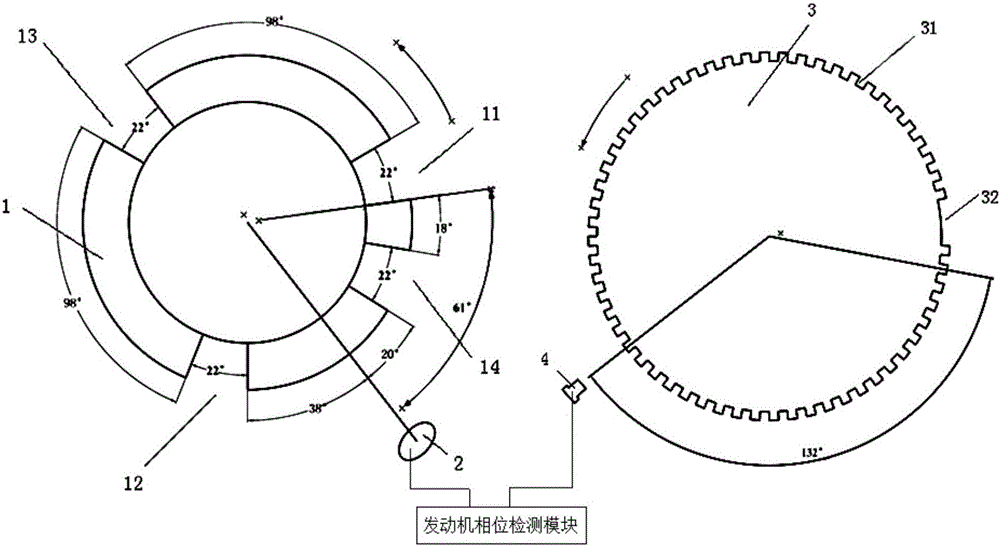 Phase detection device and system of engine