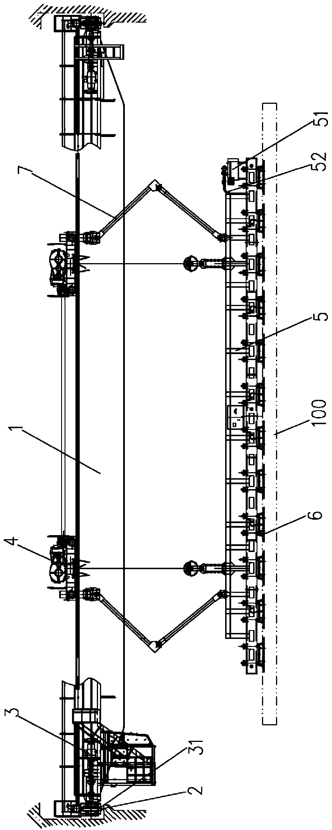 Square pile vacuum suction disk bridge type crane