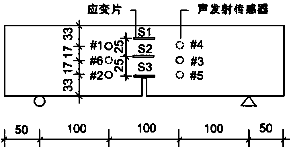 Method for testing concrete uniaxial tensile stress strain relationship through sound emission