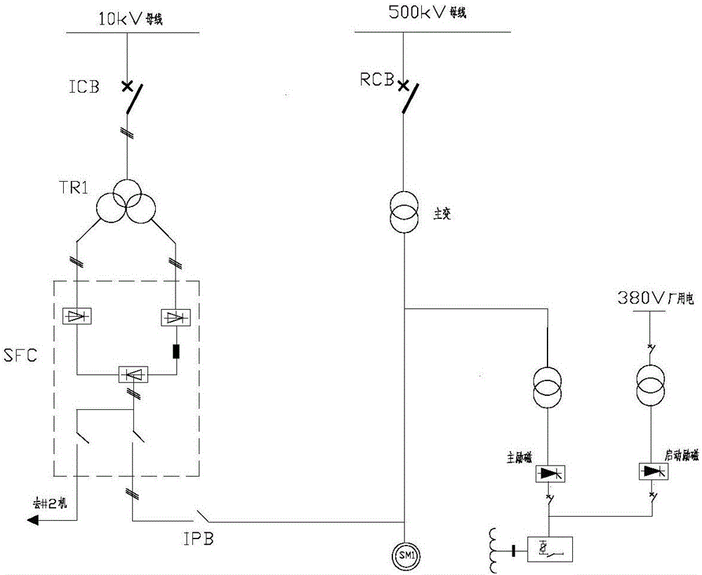 Large phase modifier start grid-connected control method