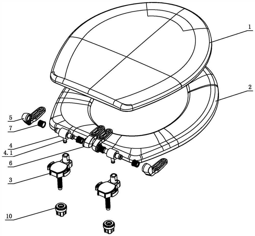 A hinge device for a toilet cover and a toilet cover provided with the device