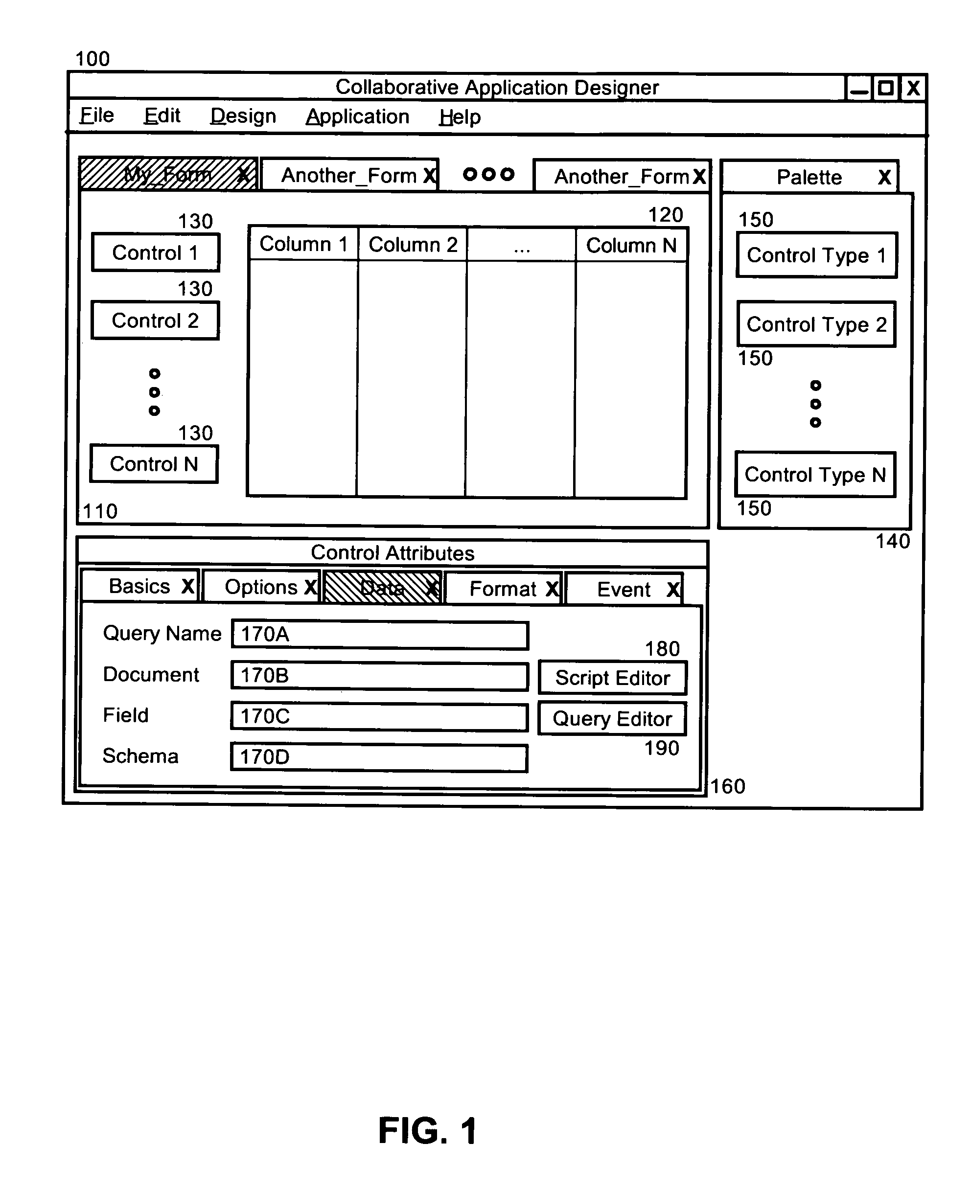 Generating a separable query design object and database schema through visual view editing