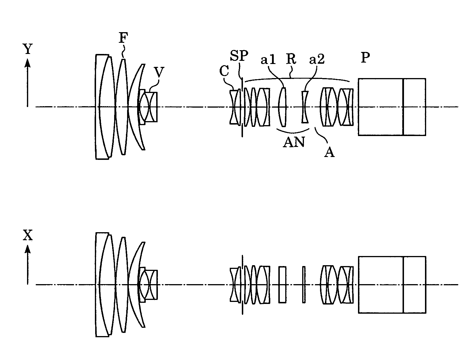 Anamorphic converter, lens device using the same, and image-taking device using the same