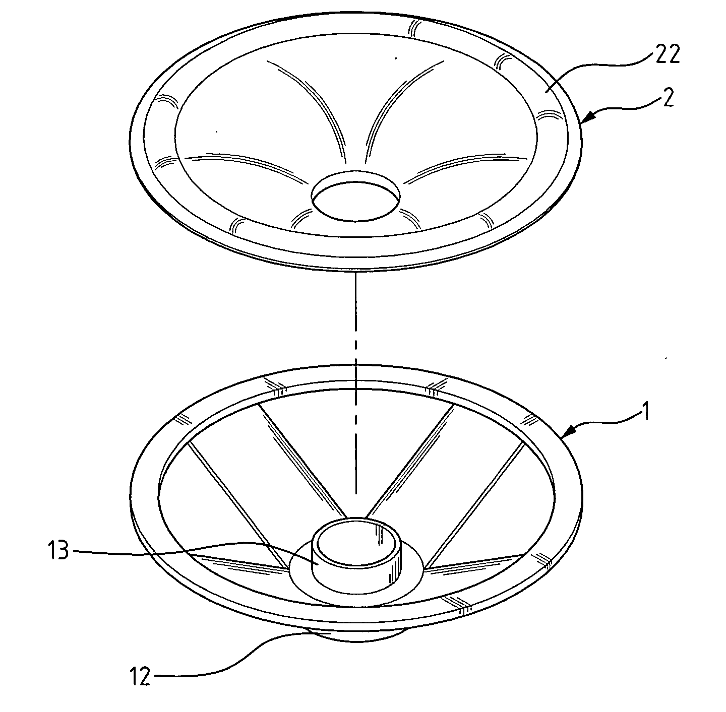 Angled cone of loudspeaker