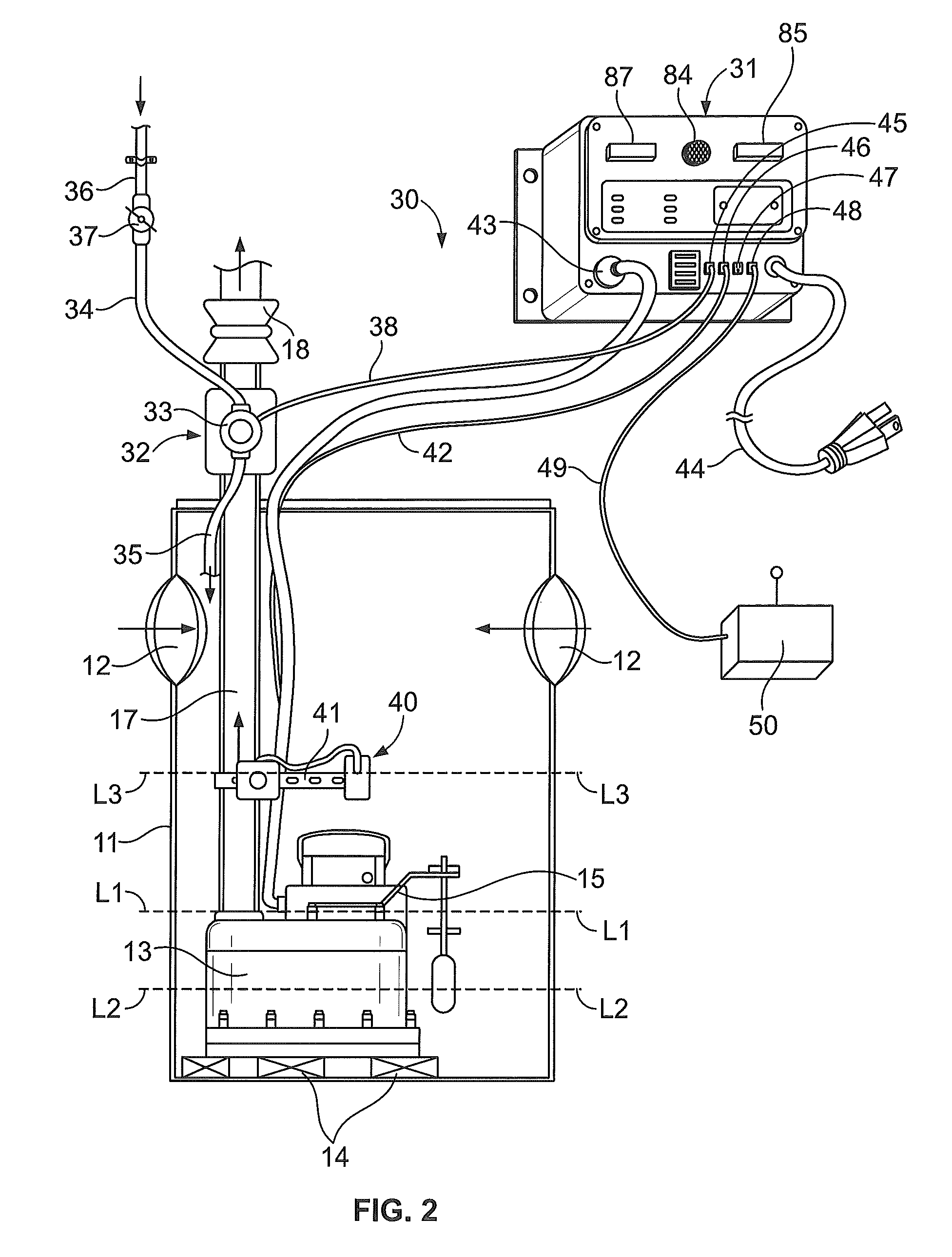 Battery-powered backup power system for a sump pump installation