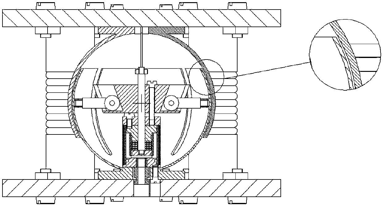 Pneumatic flexible wrist with elastic hemispherical braking device