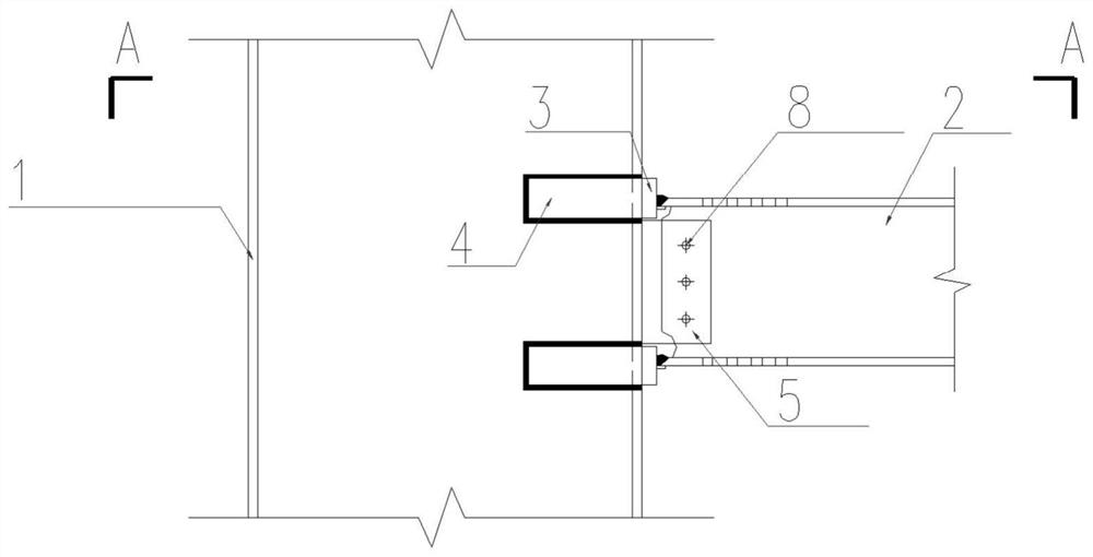 Beam flange opening weakening type node for connecting steel beam and wide concrete filled steel tubular column