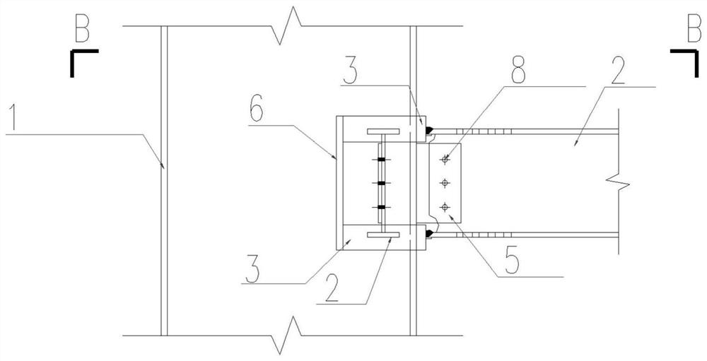 Beam flange opening weakening type node for connecting steel beam and wide concrete filled steel tubular column