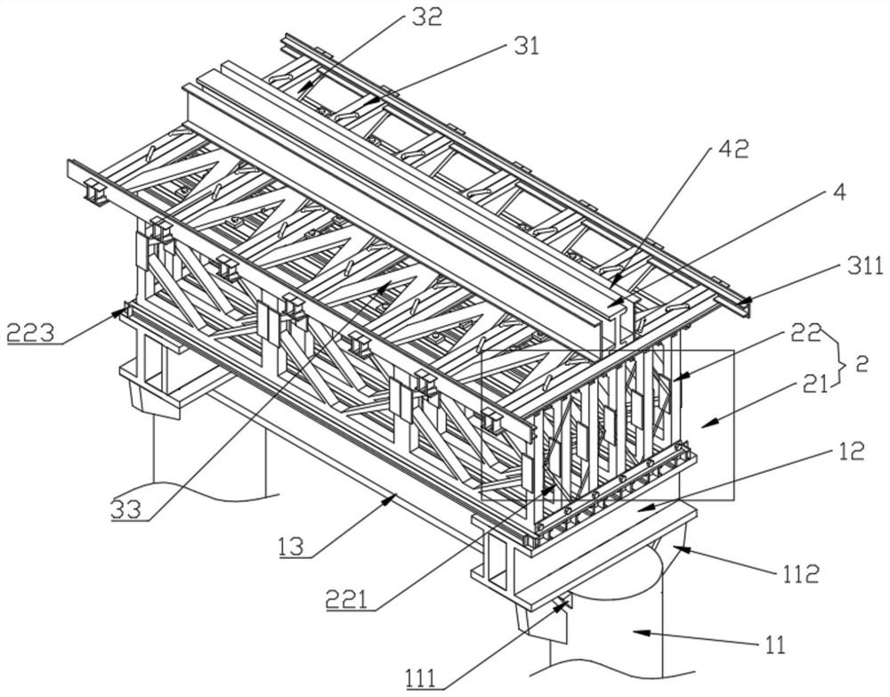 Overwater gantry crane rail foundation reinforcing structure and construction method thereof