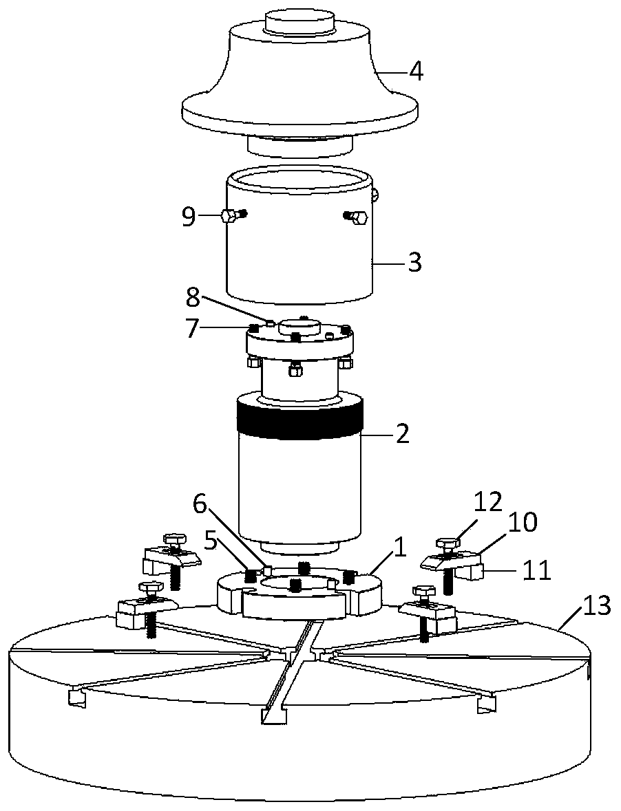 Special fixture for batch numerical control machining of centrifugal impeller with non-through-hole center and mounting method