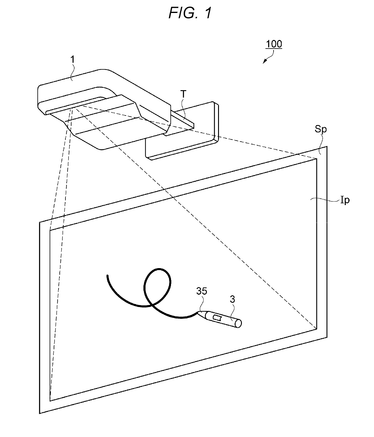 Pointing element, image projection system, and method for controlling pointing element