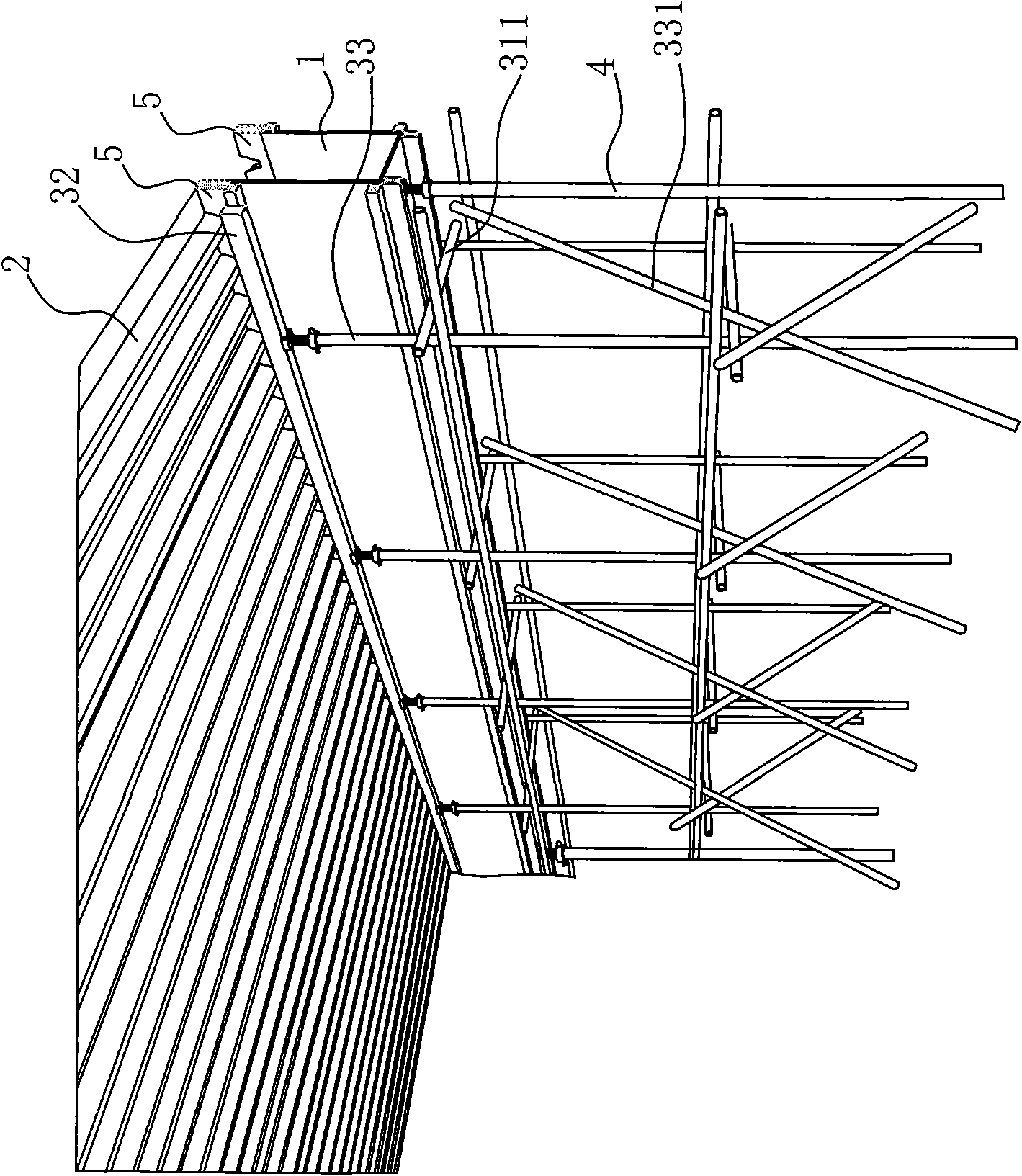 Short-slab-span cast-in-situ beam ribbed floor early-dismantling template formwork system