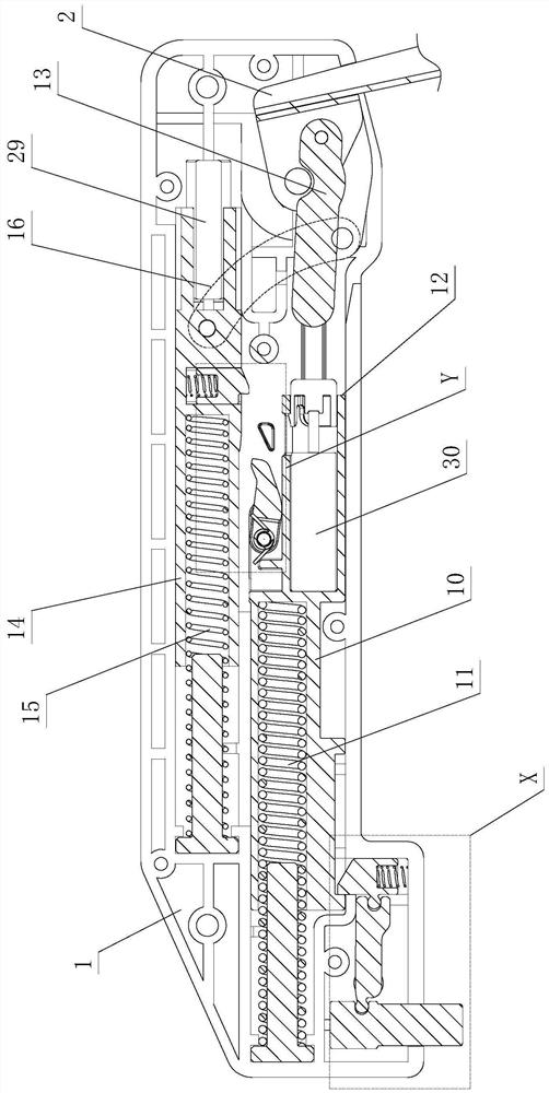 Automatic pressing opening and closing reset device