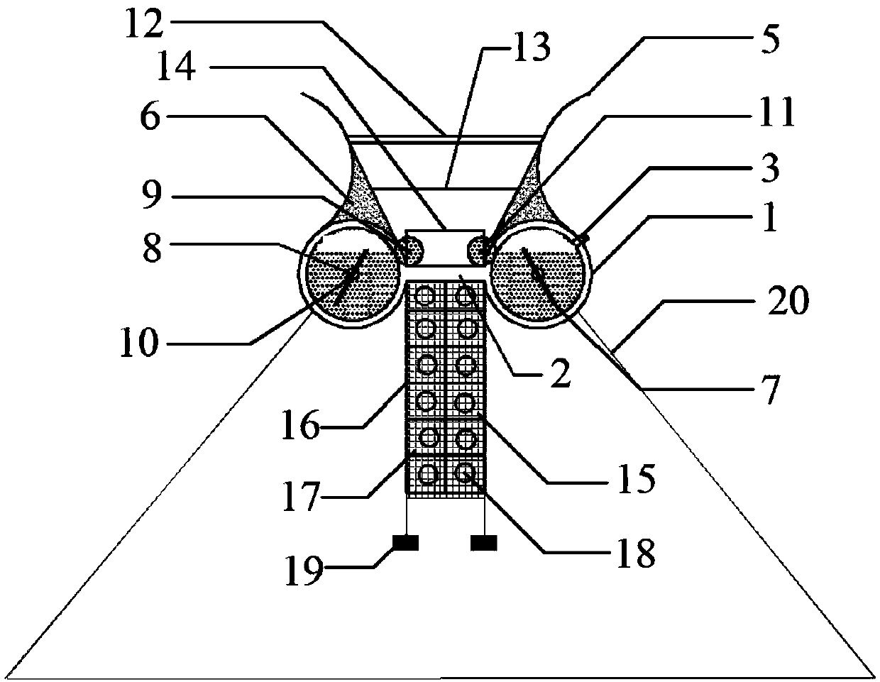 Floating breakwater configured with arc wave resistant wings and power generator