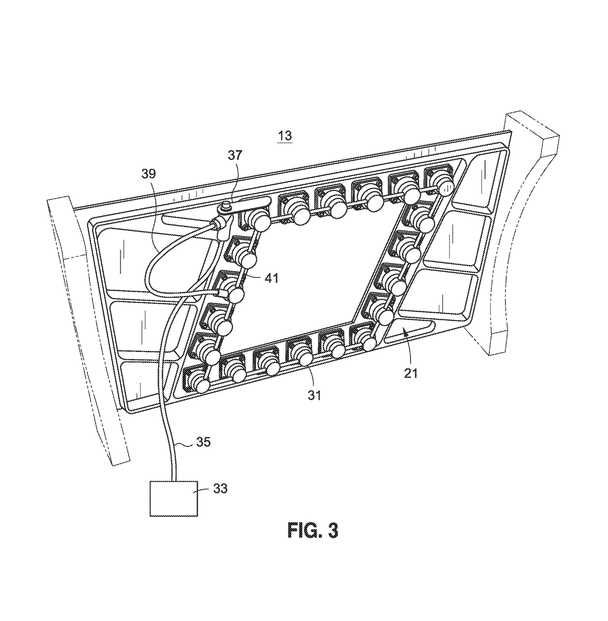 Pneumatic fastening for fastening a surface paneling to an aircraft surface