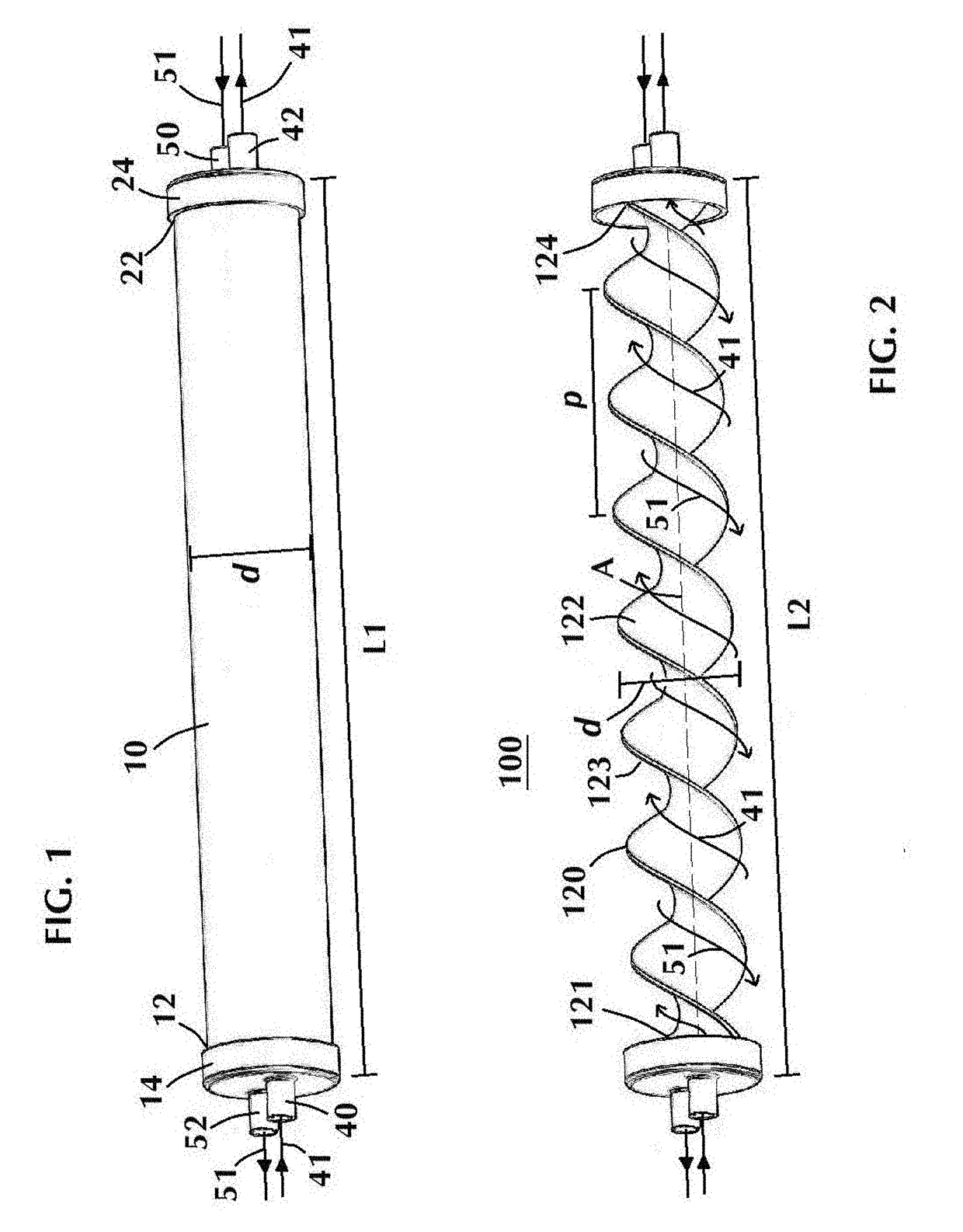 Counterflow helical heat exchanger