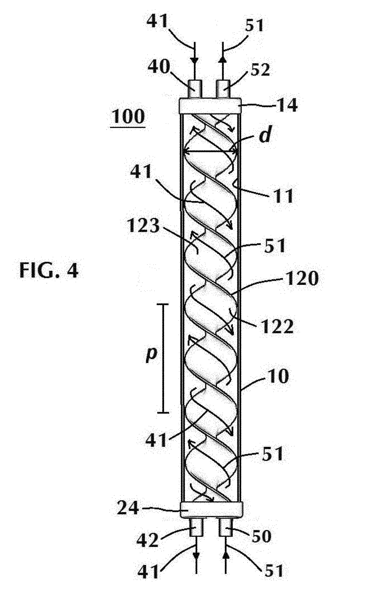 Counterflow helical heat exchanger