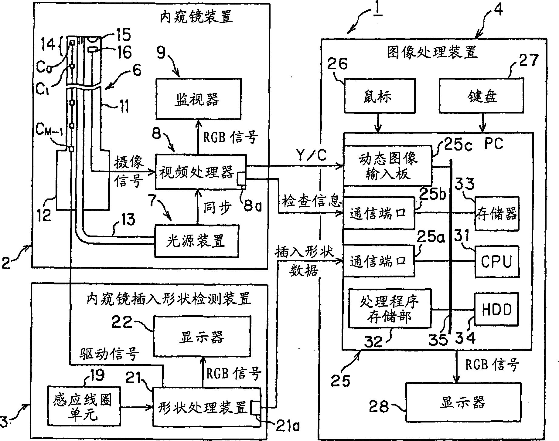 Endoscope insertion shape analyzing system, and observation system for living body