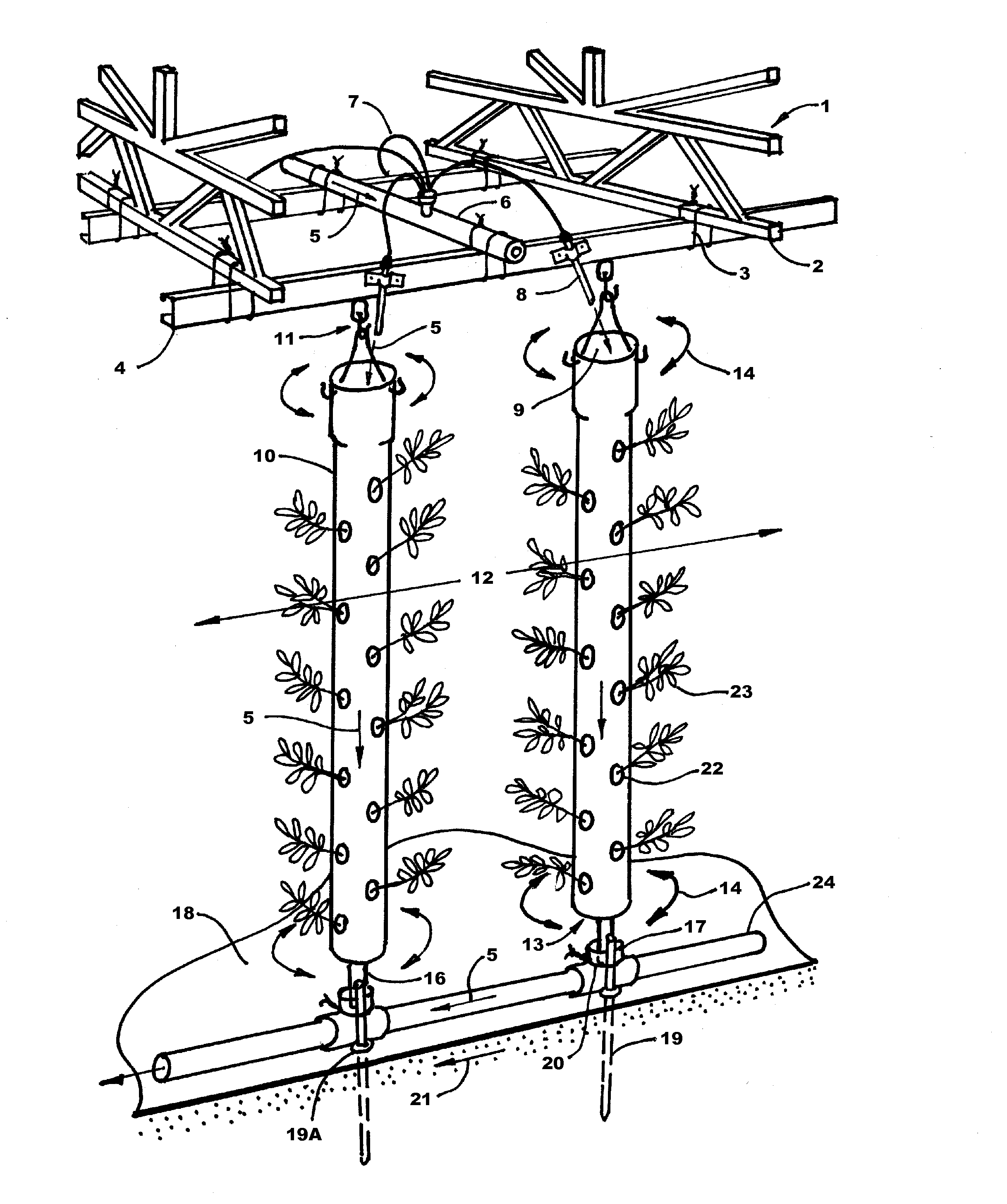 Light-weight modular adjustable vertical hydroponic growing system and method