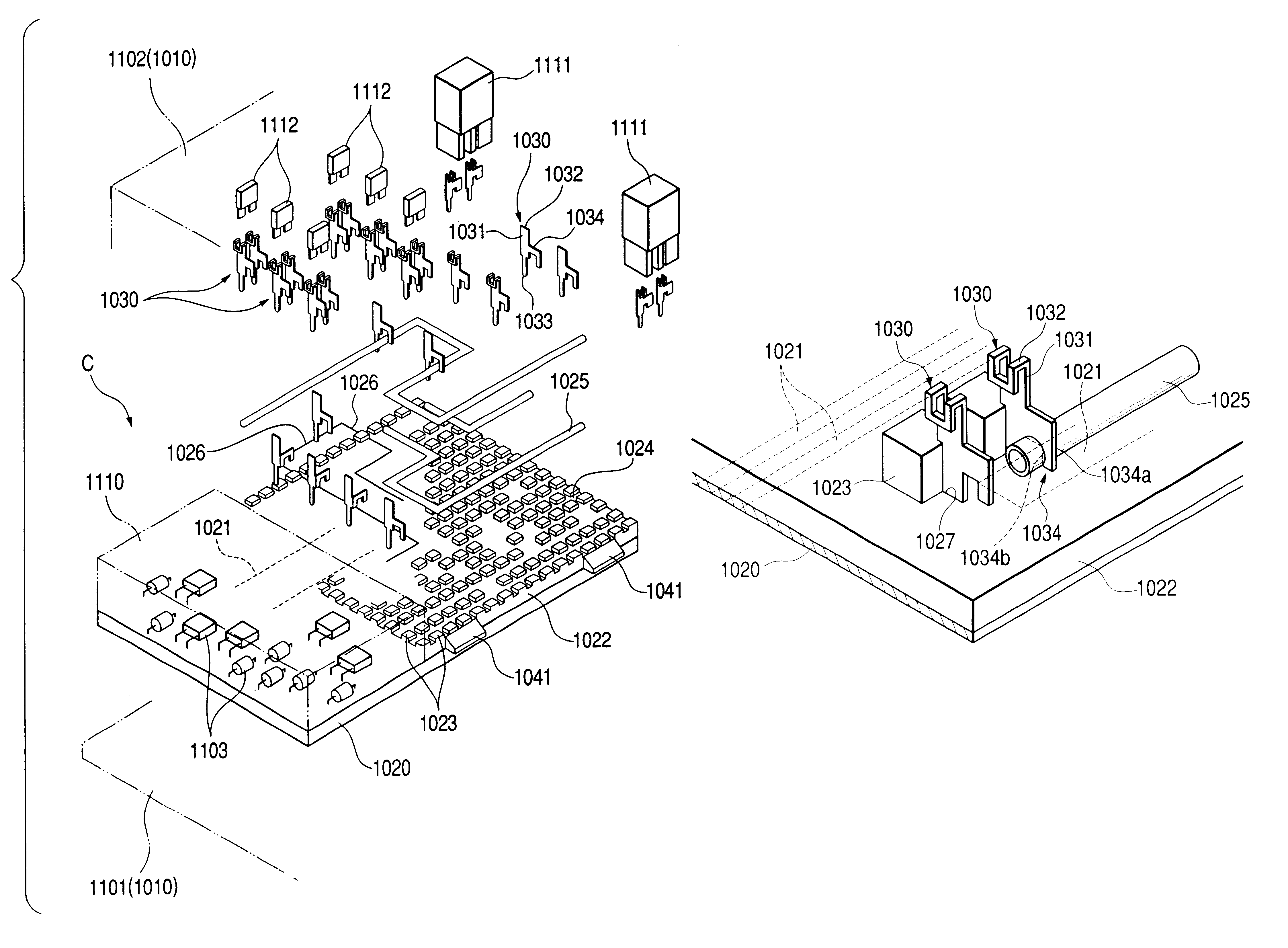 Terminal that provides connection between a wire circuit and a printed circuit, and electric junction box including said terminal