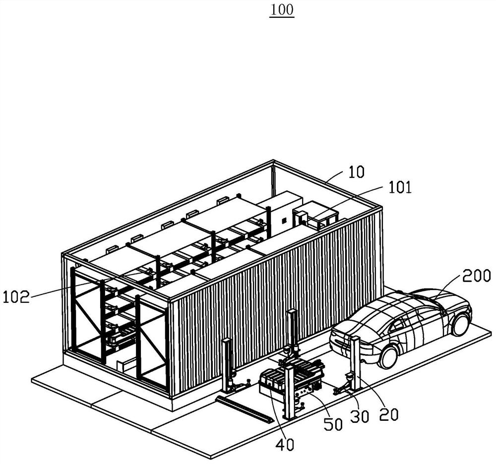 Battery replacing system based on multi-axis linkage