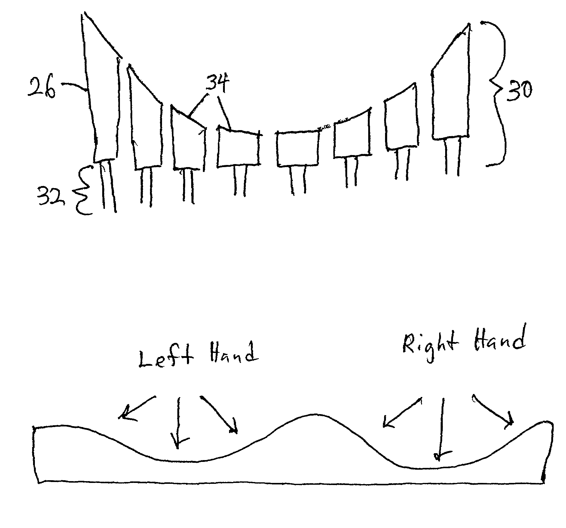 Keyboard contoured to the natural shape of the hand