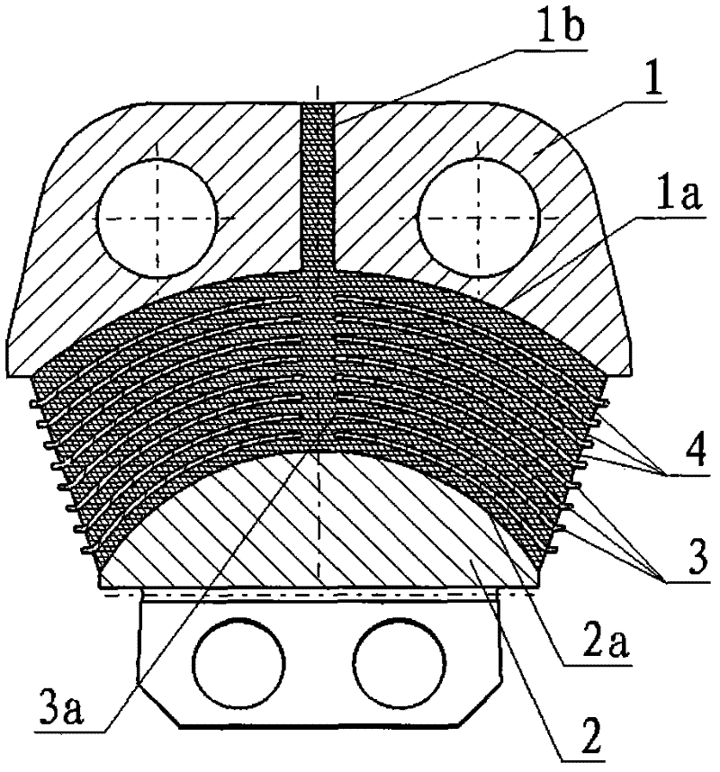 Spherical elastic bearing and injecting method in forming process of spherical elastic bearing