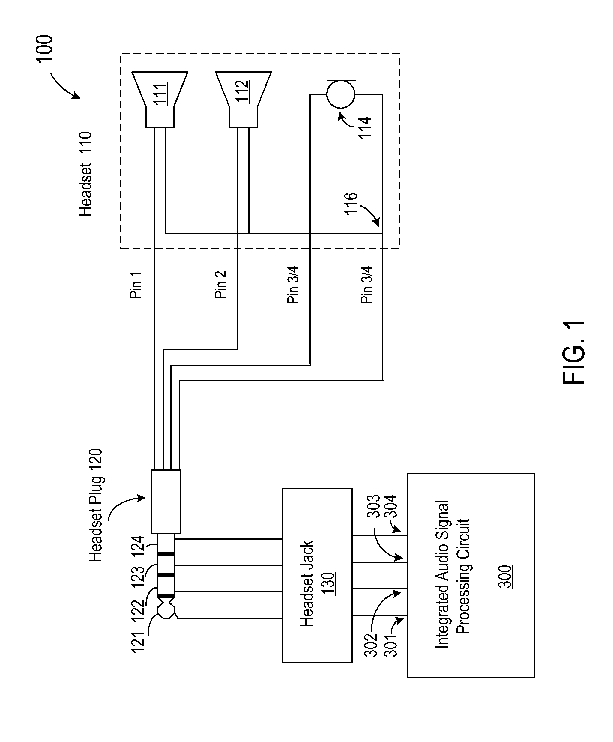 Method and apparatus for an integrated headset switch with reduced crosstalk noise