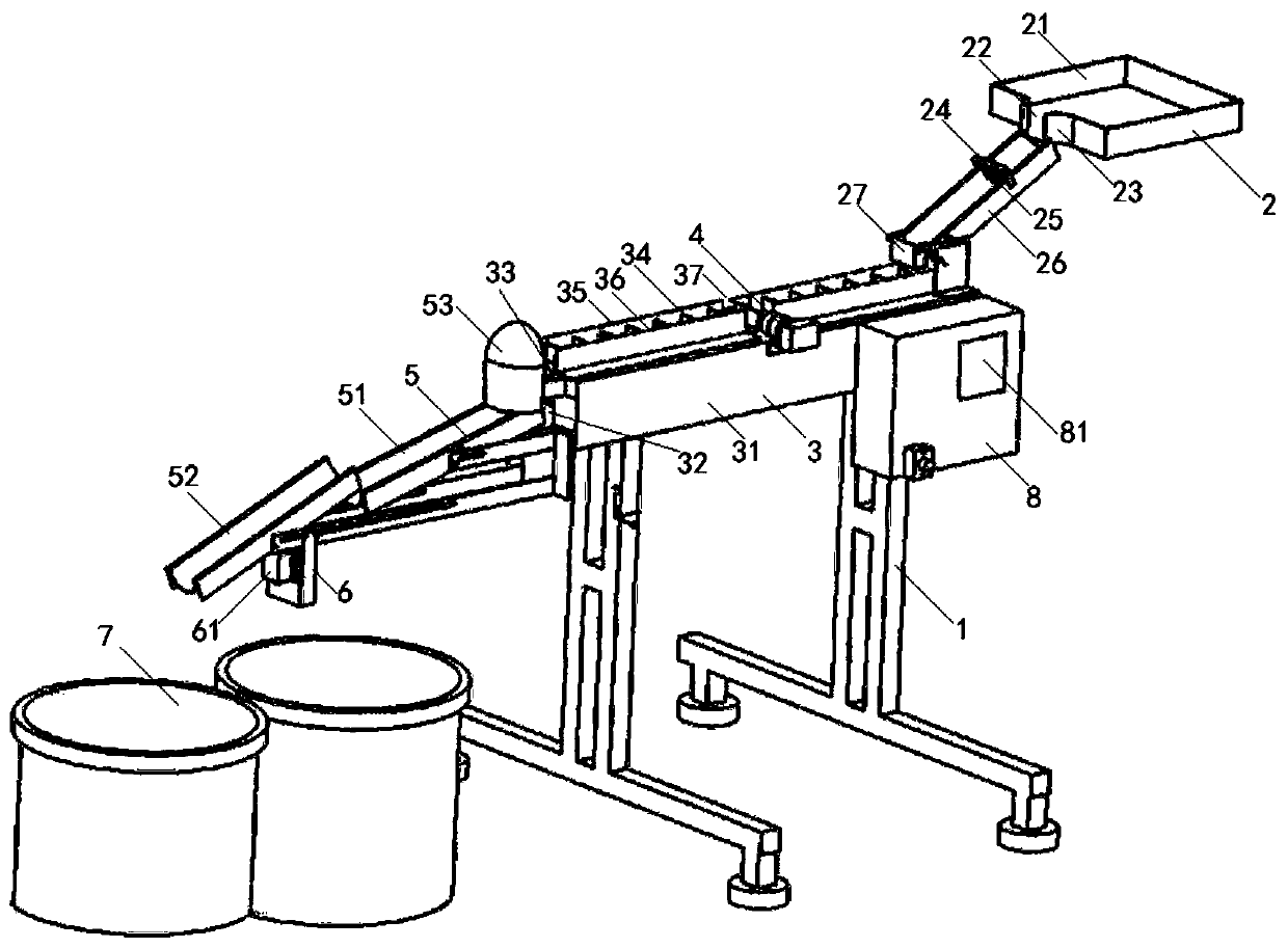 Sorting device and method for recognizing size of litchi kernels based on machine vision