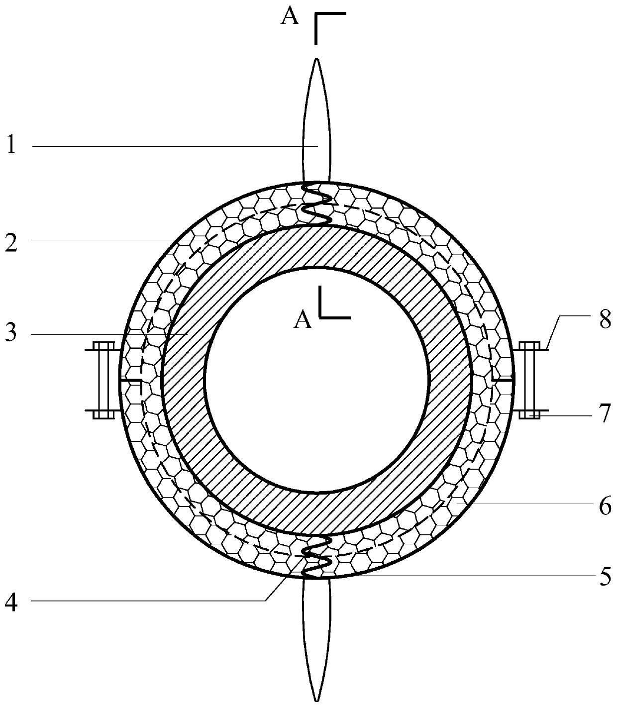 Micro-wind vibration energy consumption suppression device of service steel pipe tower rod piece