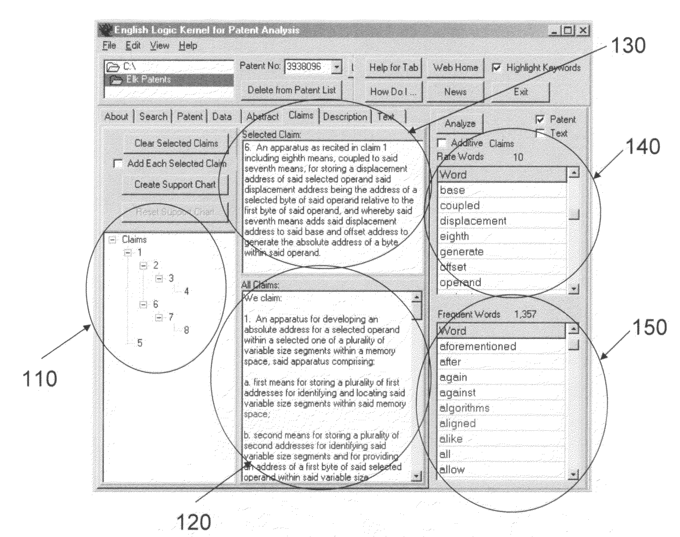 Patent claim and specification analysis