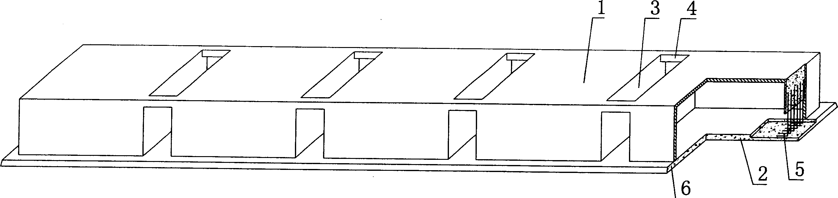 Cavity structural member for hollow slab