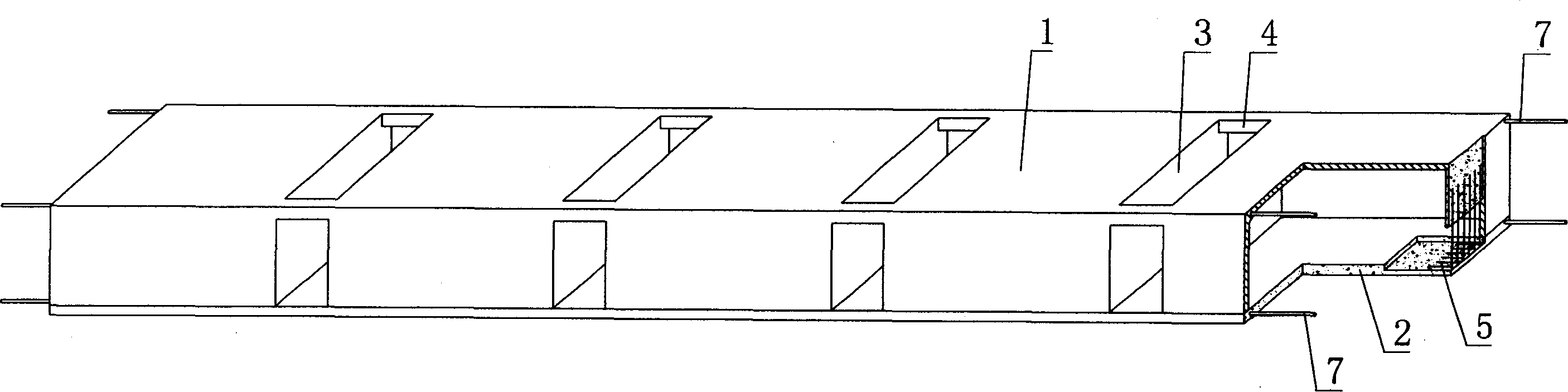 Cavity structural member for hollow slab