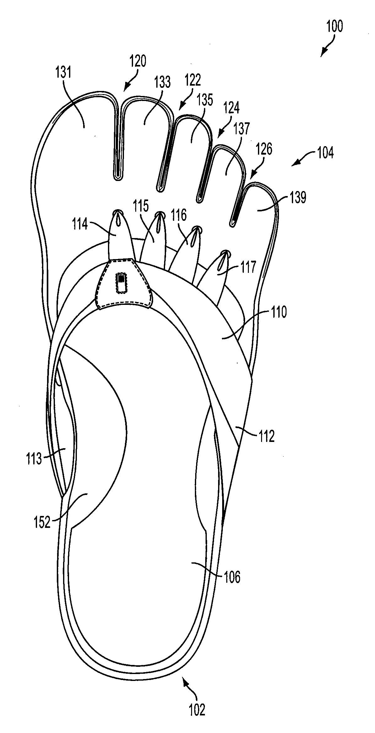 Internal shank for footwear having independent toe platforms