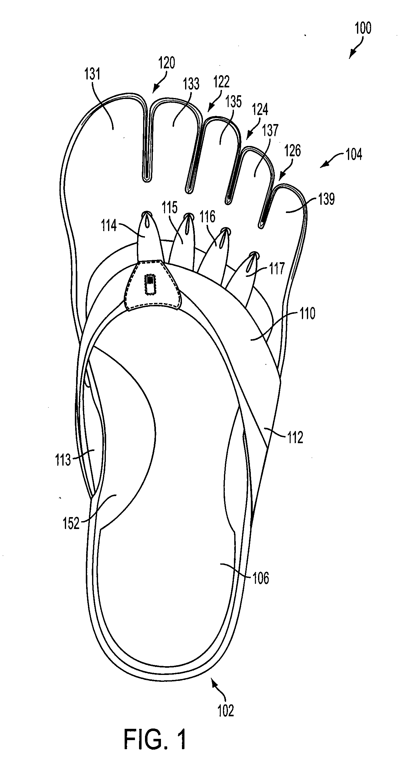 Internal shank for footwear having independent toe platforms