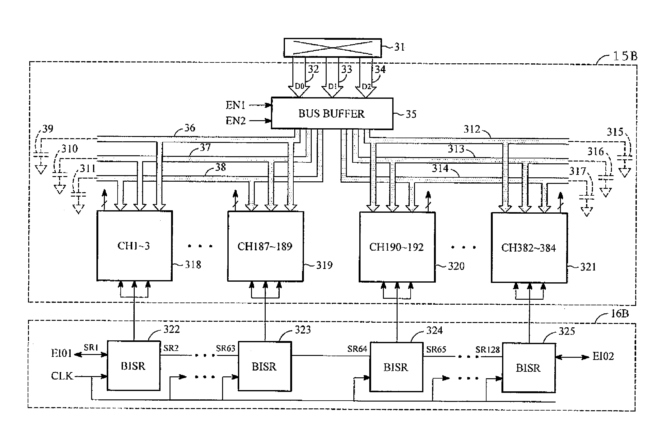 Data bus power down for low power LCD source driver