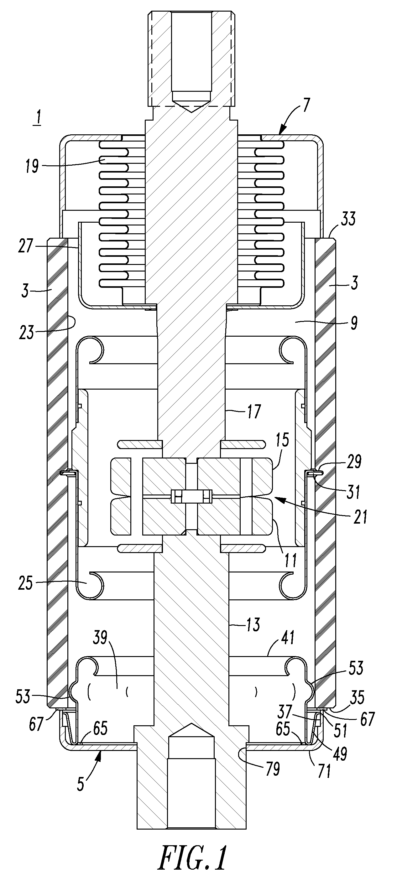 Vacuum envelope including self-aligning end shield, vacuum interrupter, vacuum circuit interrupter and method including the same