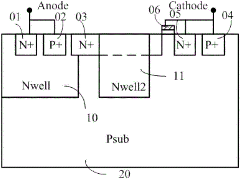 Latch-free SCR for ESD protection