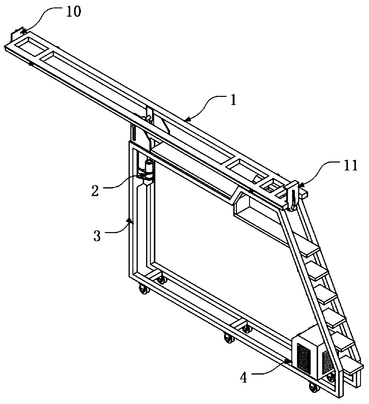 Coke oven grid brick installation device, movable platform and construction method