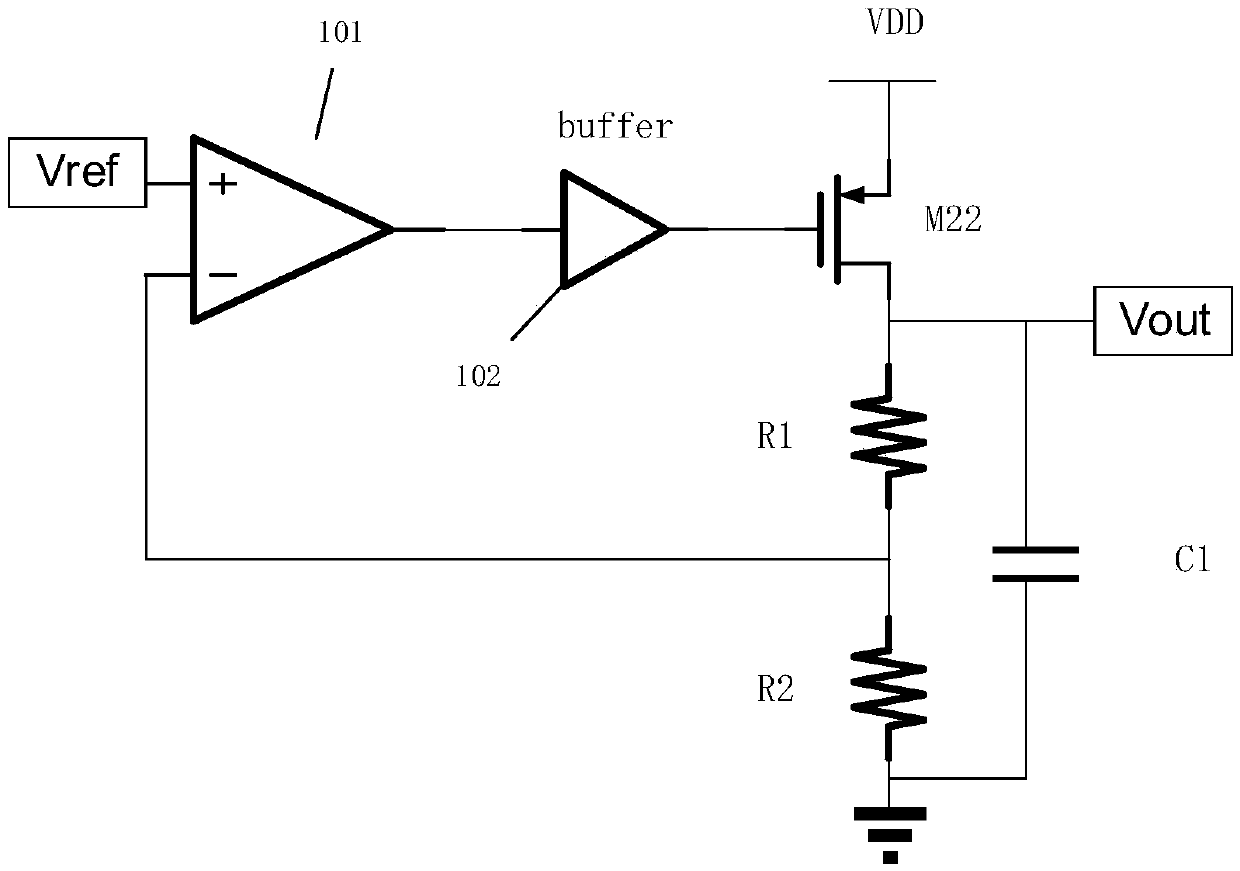 Low-dropout linear regulator circuit with high power supply rejection ratio