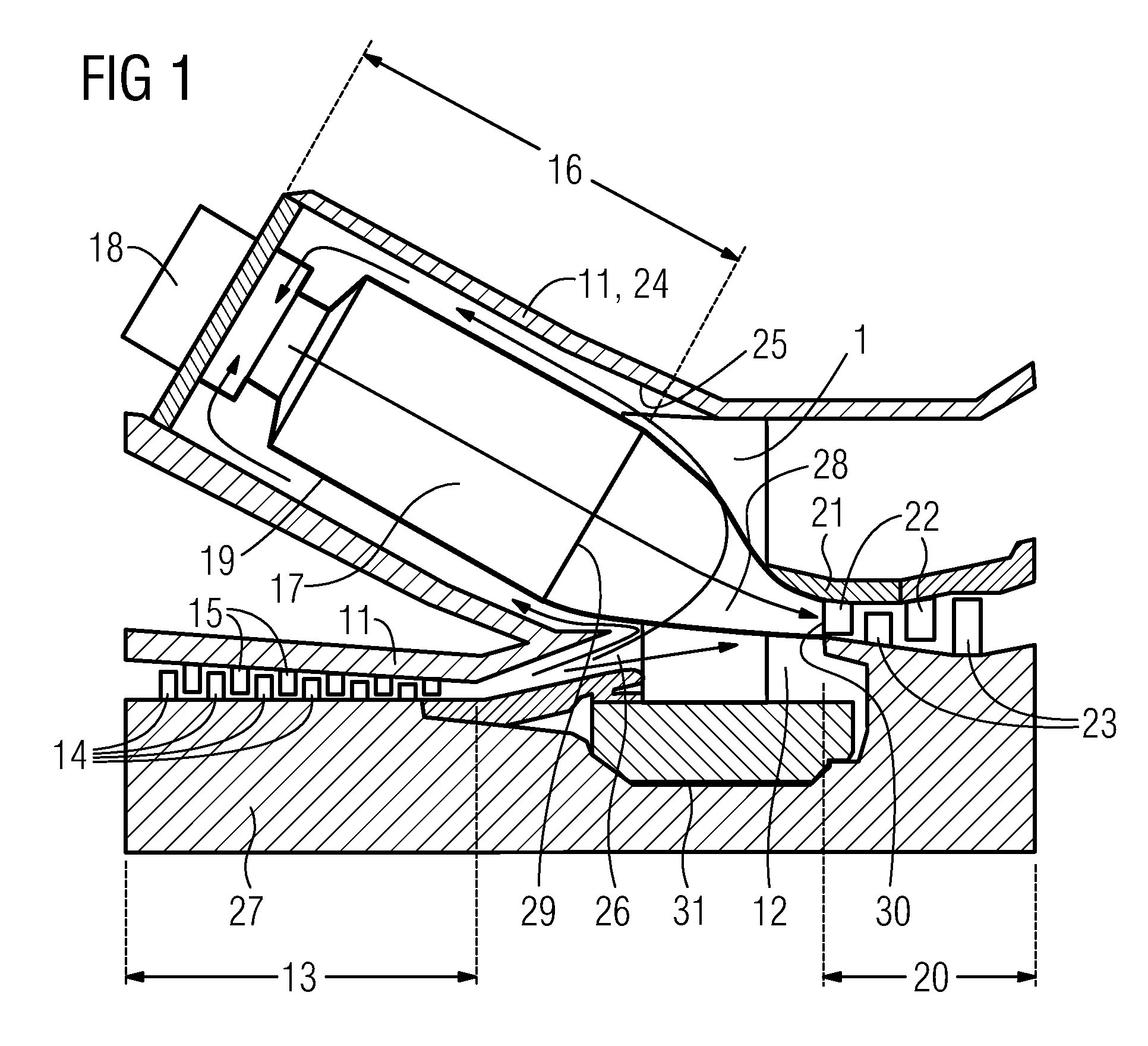 Casing of a gas turbine engine having a radial spoke with a flow guiding element