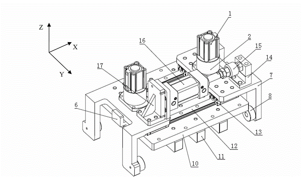 Press-mounting, locking and balancing device for blanking cap and press-mounting machine for blanking cap